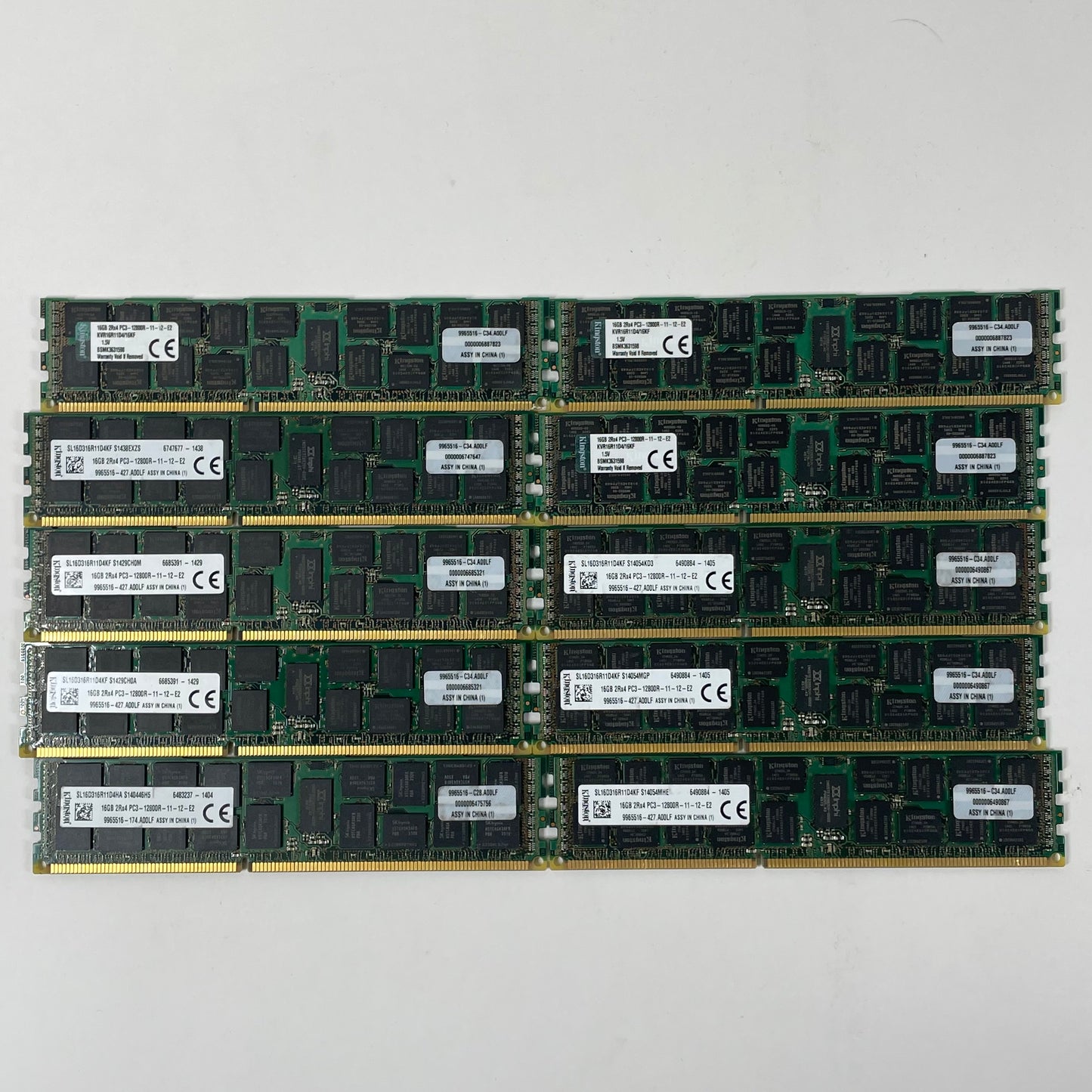 Kingston Server Memory 16GB 2Rx4 PC3-12800R KVR16R11D4/16KF Lot of 10