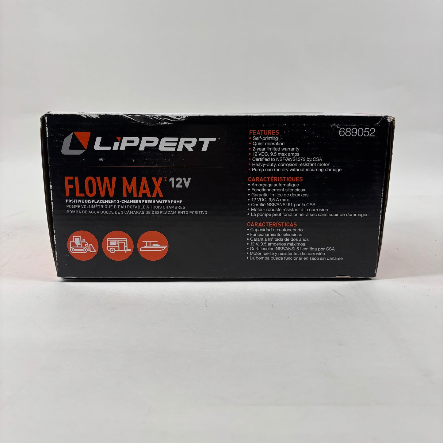 New Lippert Flow Max 12v 12V RV Water Pump 689052 No Seal