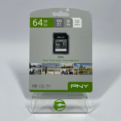 New PNY Portable Elite 64GB UHS-I SDXC Flash Card P-SD64GU1100EL-GE