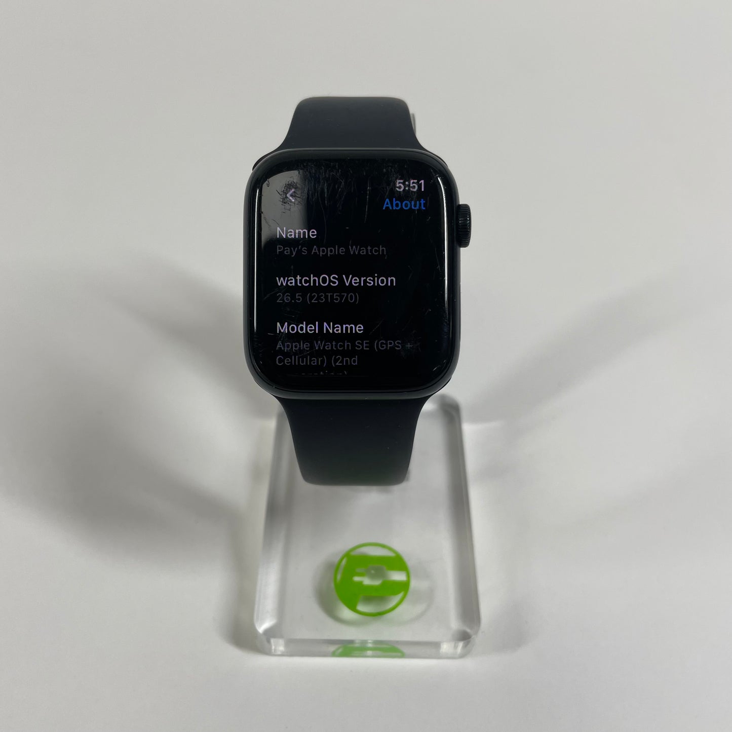 Unlocked Apple Watch SE 2nd Gen 44MM Mid. Aluminum Black Sport Band MNU03LL/A