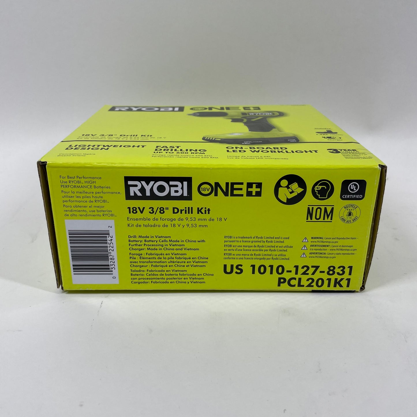 New Ryobi ONE Drill Kit 18v Brushed Motor, Variable-Speed Drill  PCL201K1