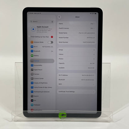 WiFi Only Apple iPad Air 4th Gen 64GB Silver MYFN2LL/A