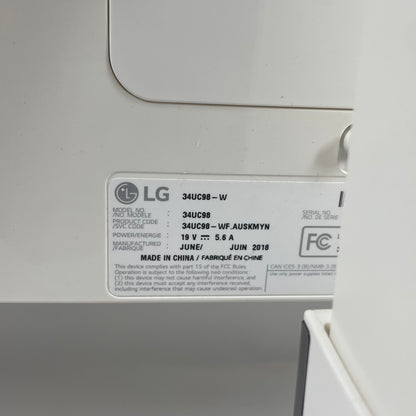 LG 34" 34UC98-W WQHD IPS 60Hz Curved Gaming Monitor