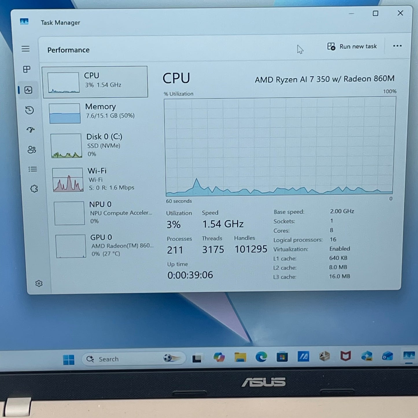 Asus Vivobook 14 M1407KA-PS74 14" Ryzen AI 7 350 2.0GHz 16GB RAM 512GB SSD