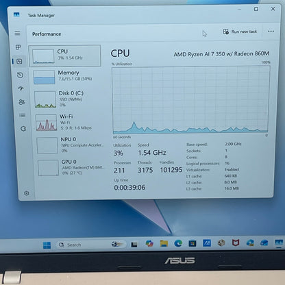 Asus Vivobook 14 M1407KA-PS74 14" Ryzen AI 7 350 2.0GHz 16GB RAM 512GB SSD