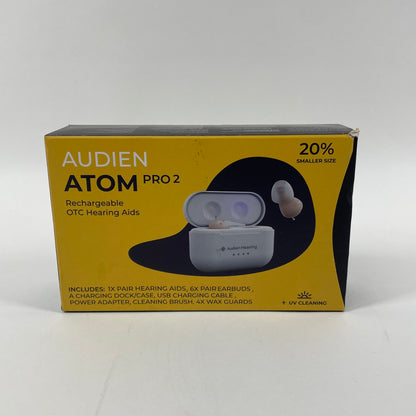 Audien Hearing Atom Pro 2 OTC Rechargeable Hearing Aids 20% Smaller Size