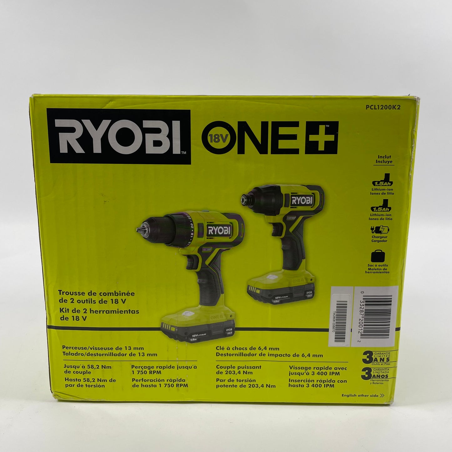 New Ryobi PCL1200K2 18V ONE+ 2-Tool Combo Kit