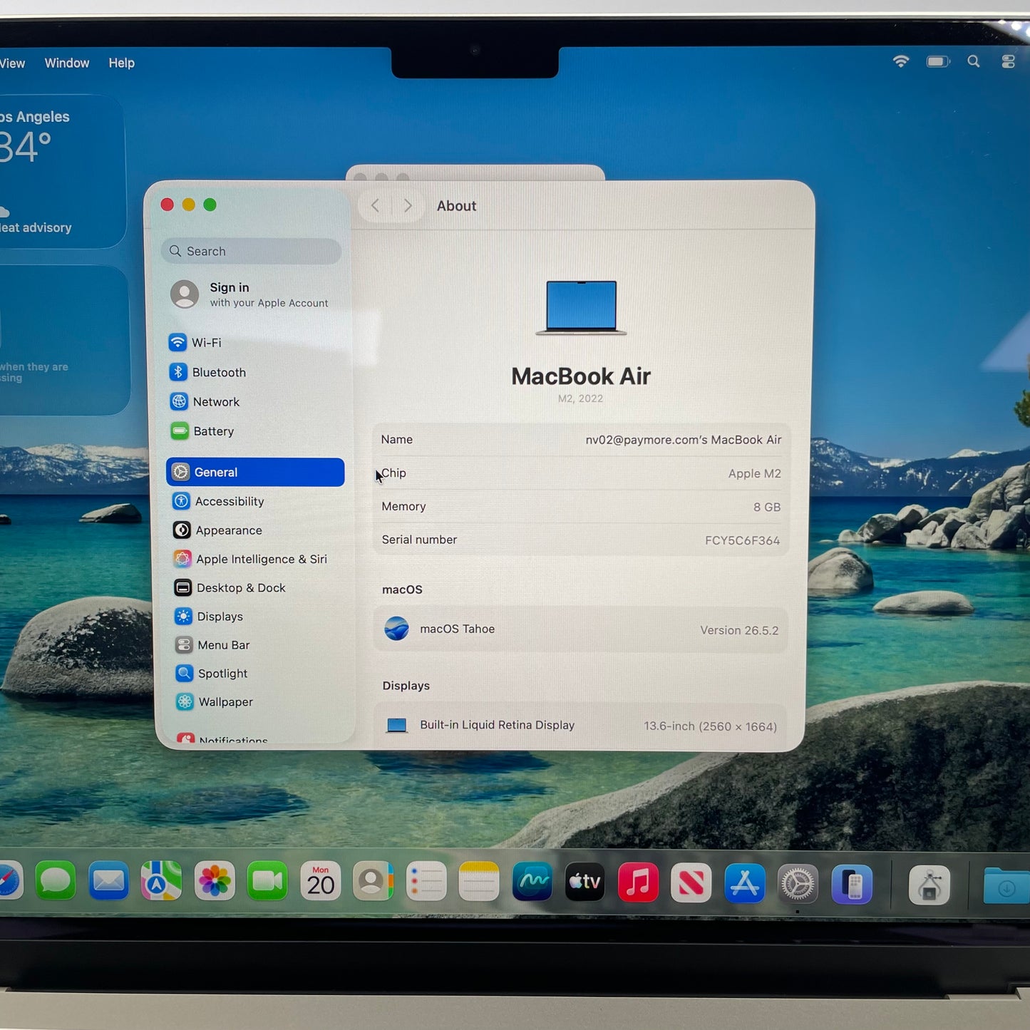 2022 Apple MacBook Air 13.6" M2 8C GPU 3.5GHz 8GB RAM 256GB SSD A2681