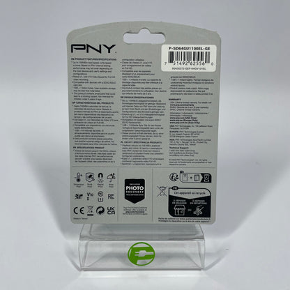 New PNY Portable Elite 64GB UHS-I SDXC Flash Card P-SD64GU1100EL-GE