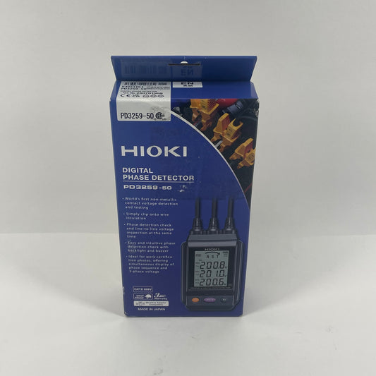 New Hioki Digital Phase Detector  Three- Phase Voltage Meter PD3259-50