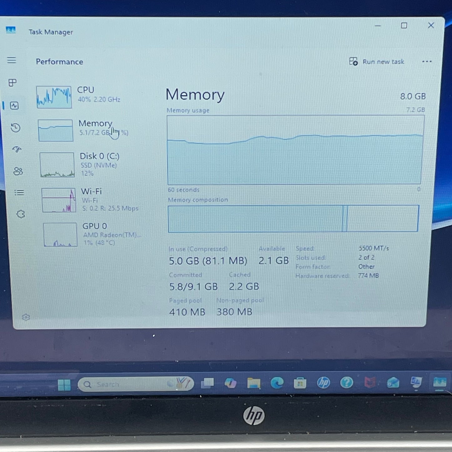 HP Laptop 15-FC0025DX 15.6" AMD Ryzen 5 7520 2.8GHz 8GB RAM 512GB SSD