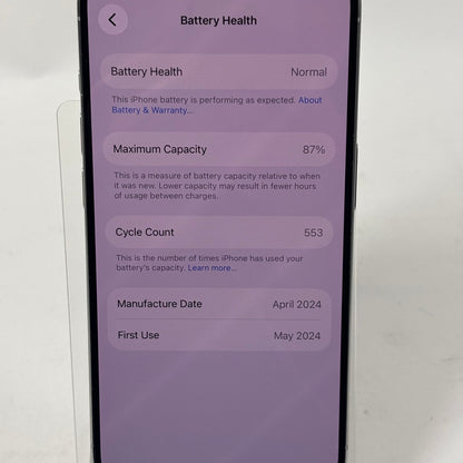 Factory Unlocked Apple iPhone 15 Pro 128GB White Titanium MTQN3LL/A