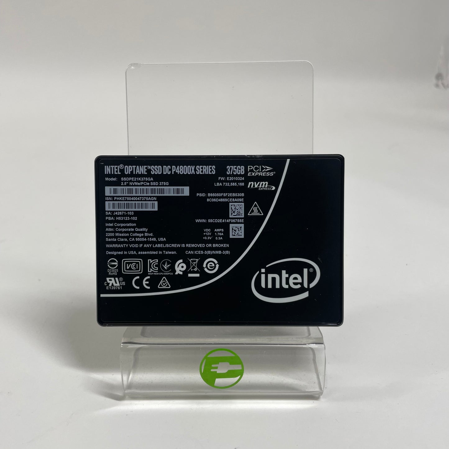 Intel 2.5" Optane DC P4800X 375GB NVMe/PCIe SSD 375G SSD SSDPE21K375GA