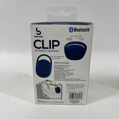 New Bass Jaxx Clip Bluetooth Speaker Blue SP-0261-BLUE