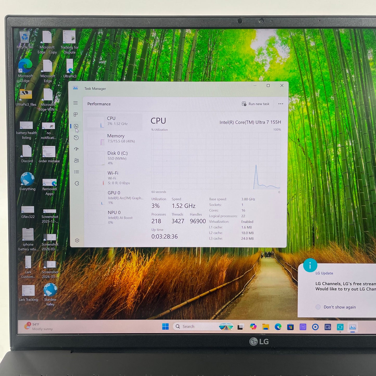 LG Gram 16Z90S 13.3" Core Ultra 7 155H 1.4GHz 16GB RAM 512GB SSD