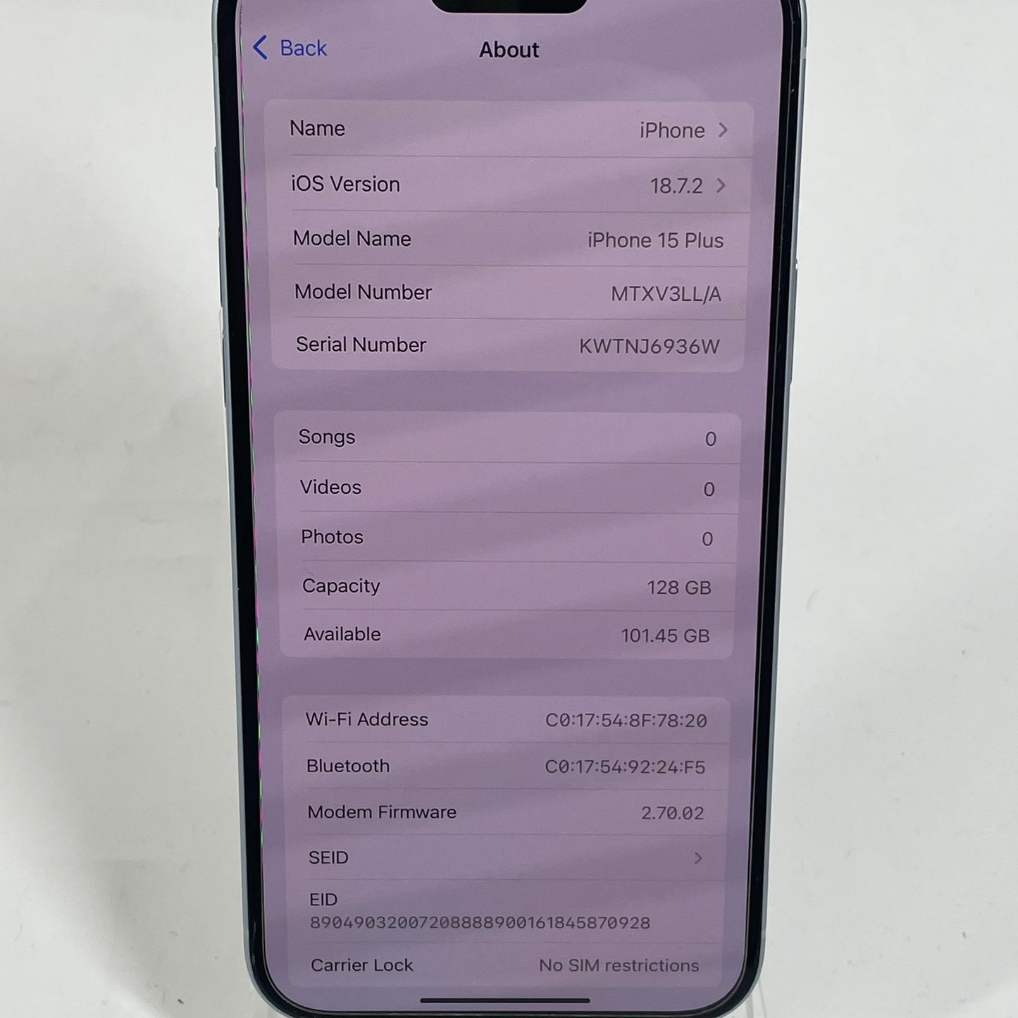 Factory Unlocked Apple iPhone 15 Plus 128GB Starlight MTXV3LL/A