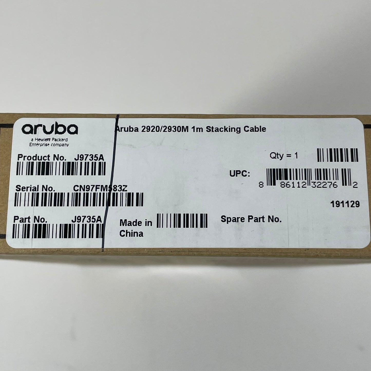 New HPE Aruba 2920/2930M 1M Stacking Cable 2-Port 1m Stacking Cable J9735A