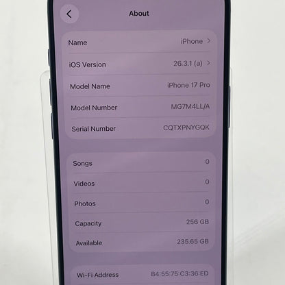 Factory Unlocked Apple iPhone 17 Pro 256GB Deep Blue MG7M4LL/A