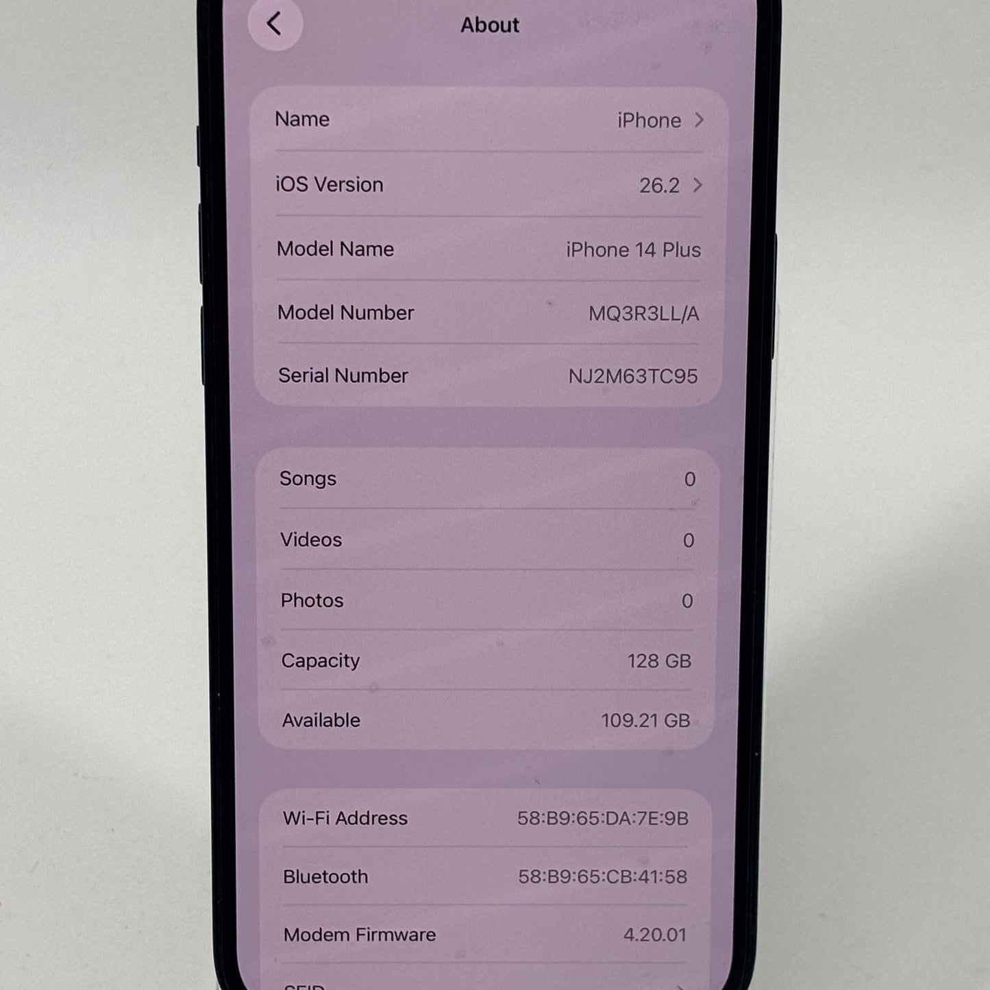 Factory Unlocked Apple iPhone 14 Plus 128GB Midnight MQ3R3LL/A