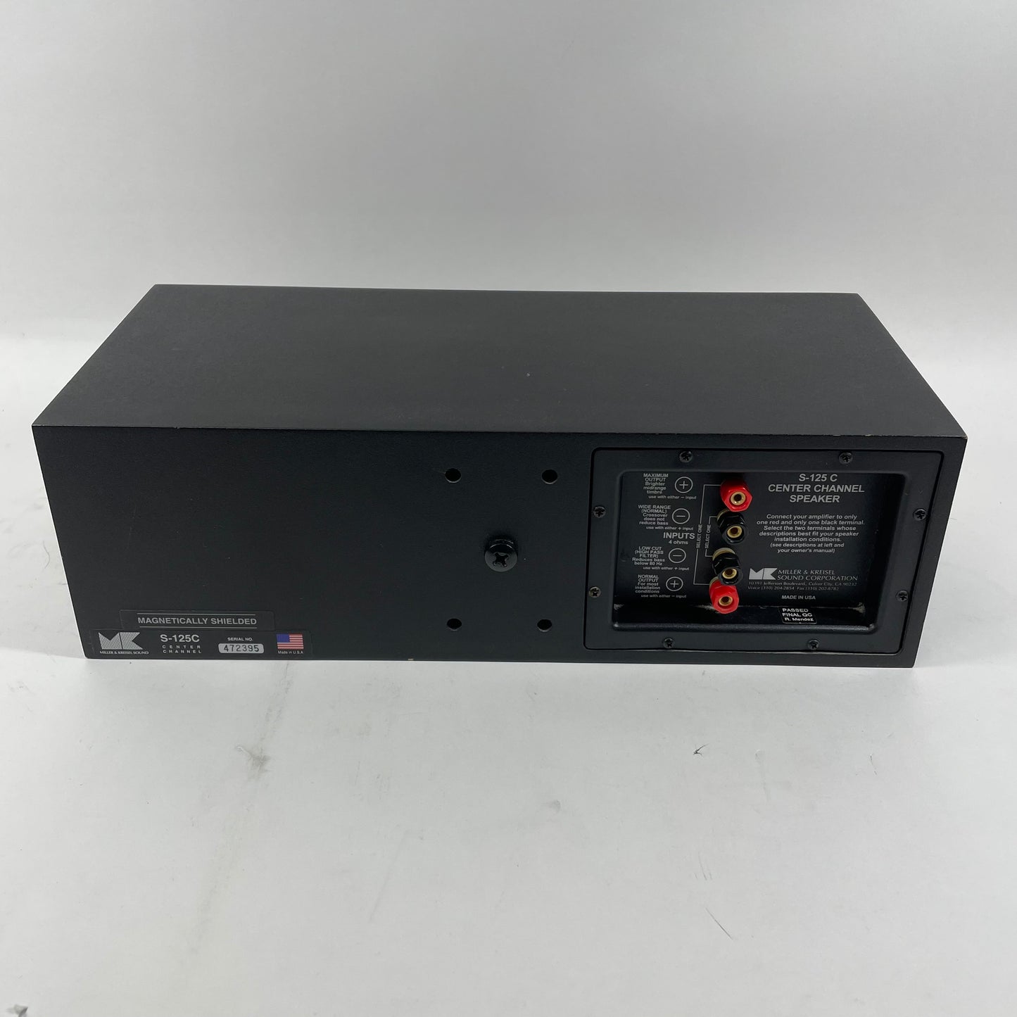 Miller & Kreisel S-125C Center Channel Speaker Black