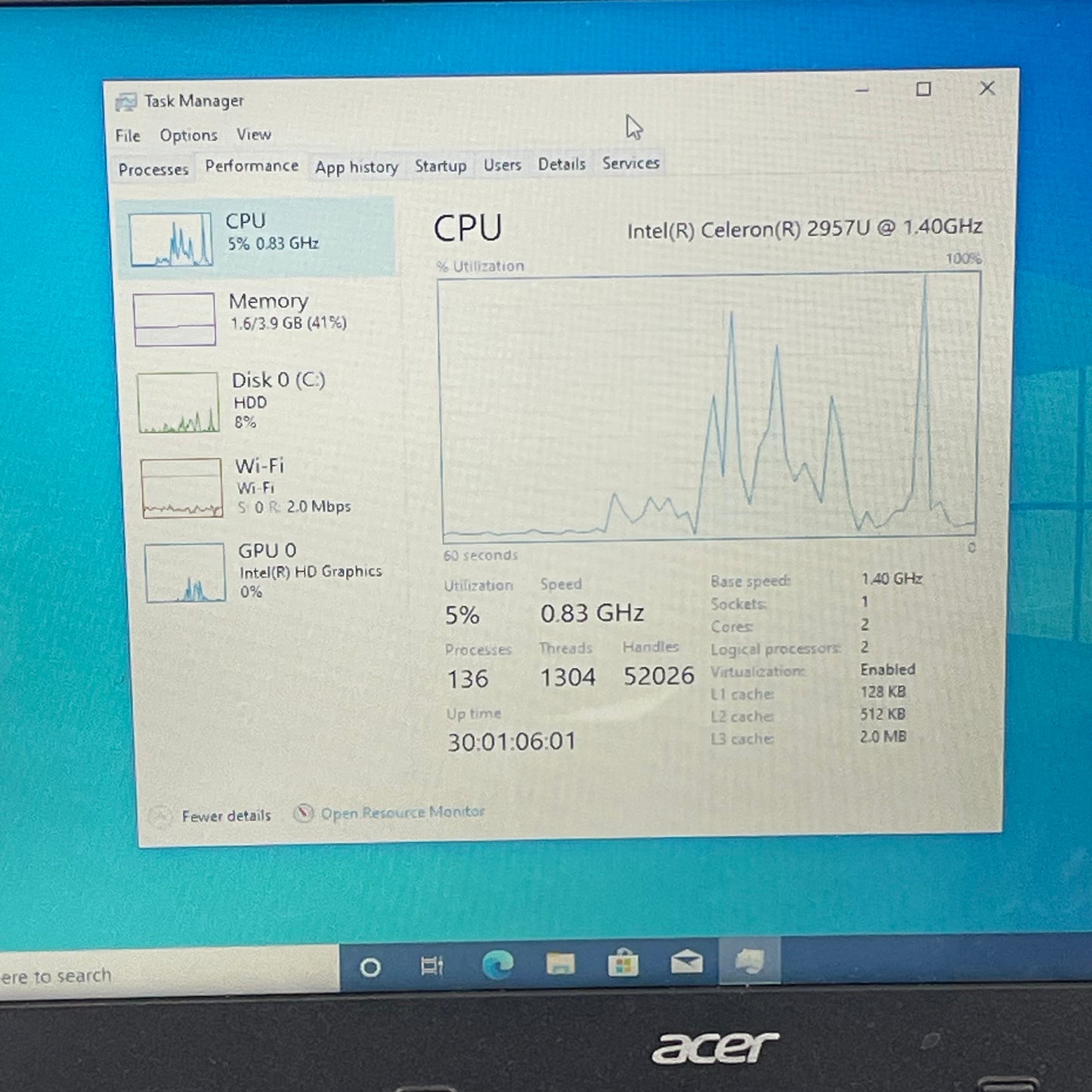 Acer Aspire E 15 ES-531-C01E 15.6" Celeron 2957U 1.4GHz 4GB RAM 500GB HDD