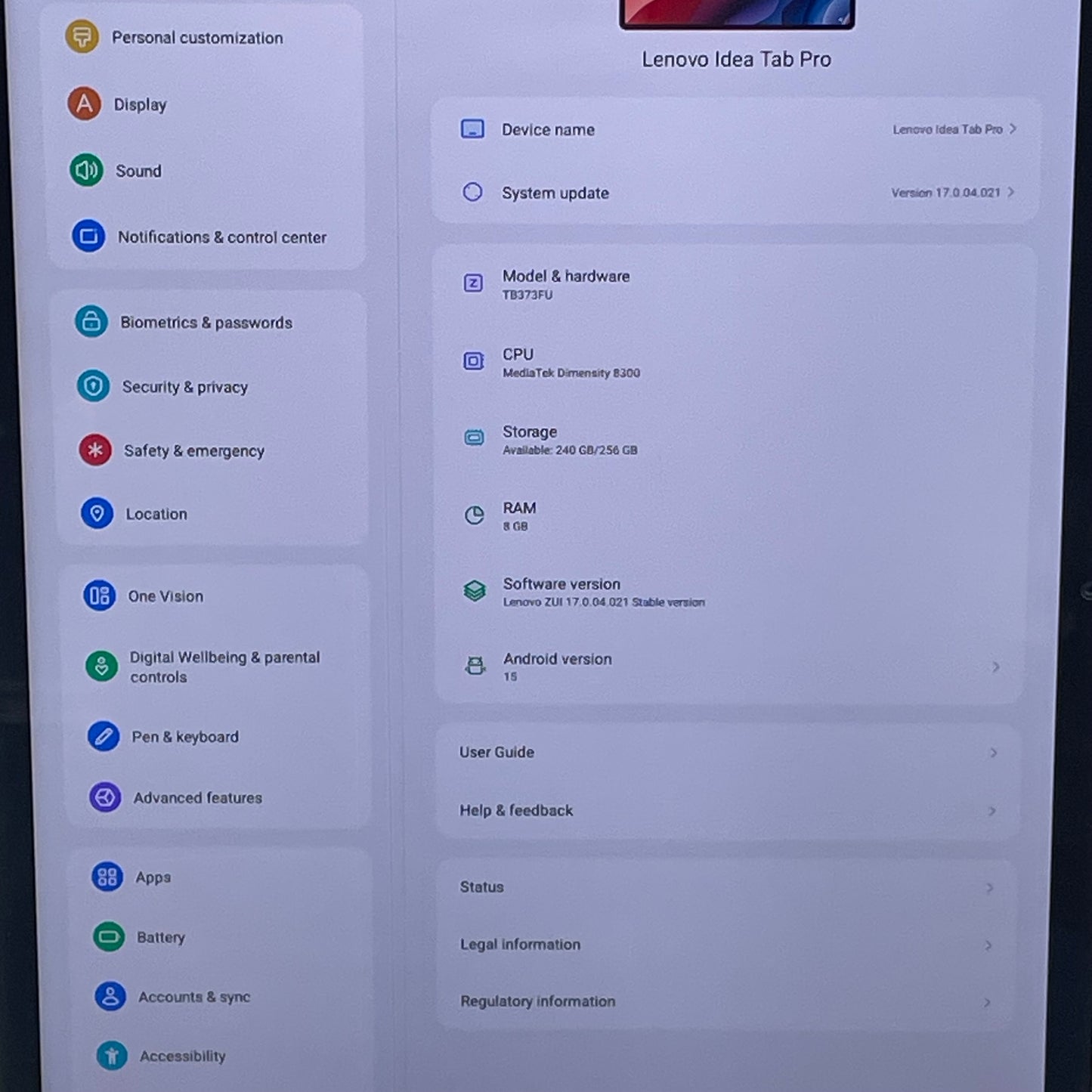 WiFi Only Lenovo Tab P12 256GB Gray TB373FU