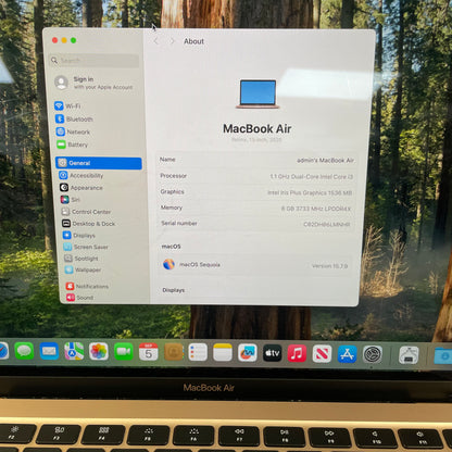 Broken 2020 Apple MacBook Air 13.3" i3 1.1GHz 8GB RAM 256GB SSD A2179 Service