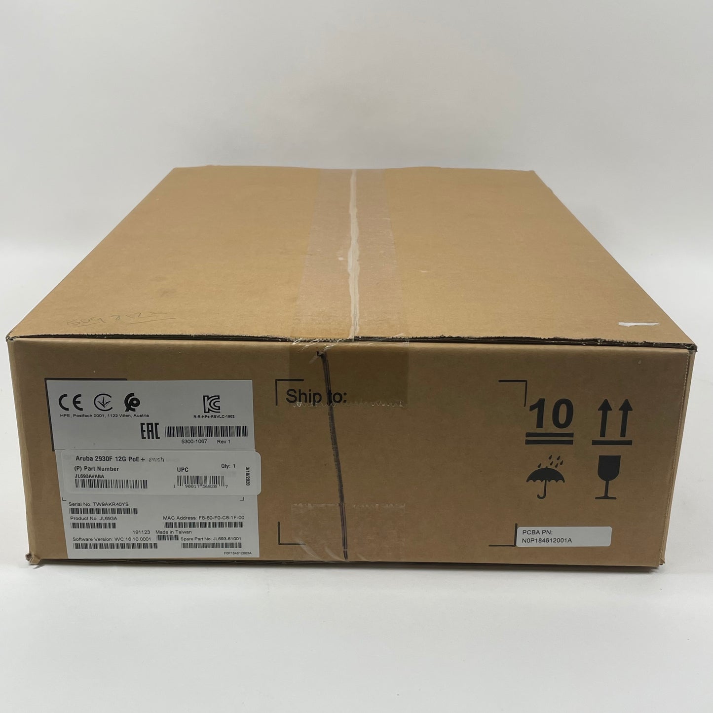 New HPE Aruba 2930F 12G PoE + Switch 12-Port JL693A