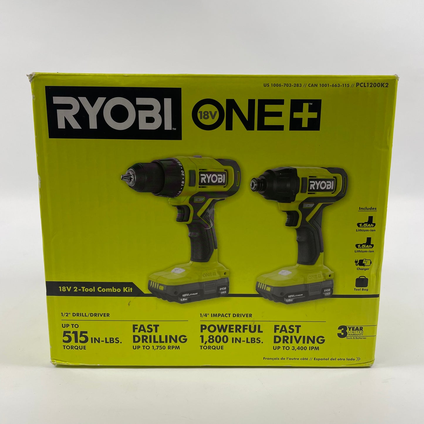 New Ryobi PCL1200K2 18V ONE+ 2-Tool Combo Kit