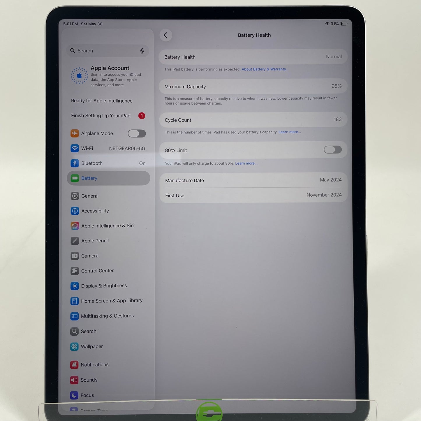 WiFi Only Apple iPad Air 13" M2 128GB Space Gray MV273LL/A