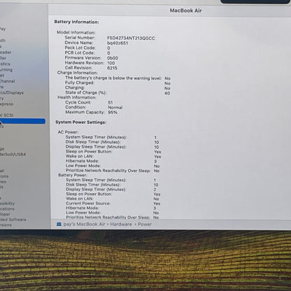 2022 Apple MacBook Air 13.6" M2 8C GPU 3.5GHz 16GB RAM 256GB SSD MC7X4LL/A