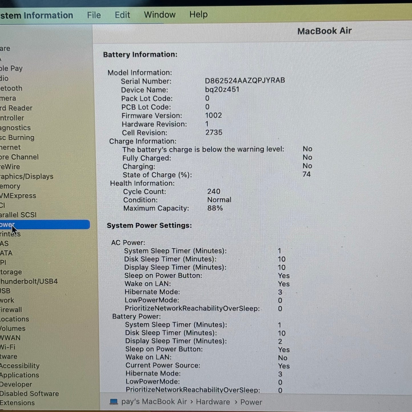 2020 Apple MacBook Air 13.3" M1 8 Core 3.2GHz 8GB RAM 256GB SSD MGND3LL/A