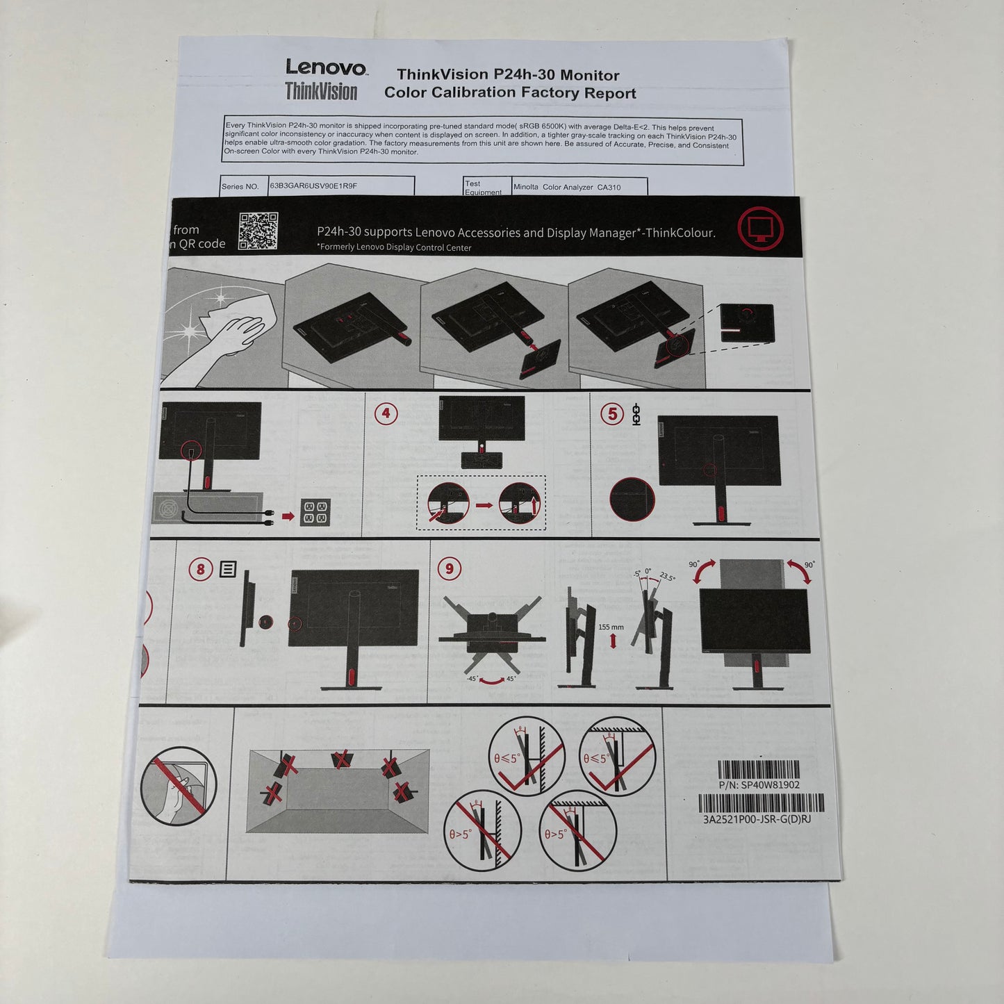 ThinkVision 23.8" 63B3GAR6US WQHD IPS 60Hz Gaming Monitor