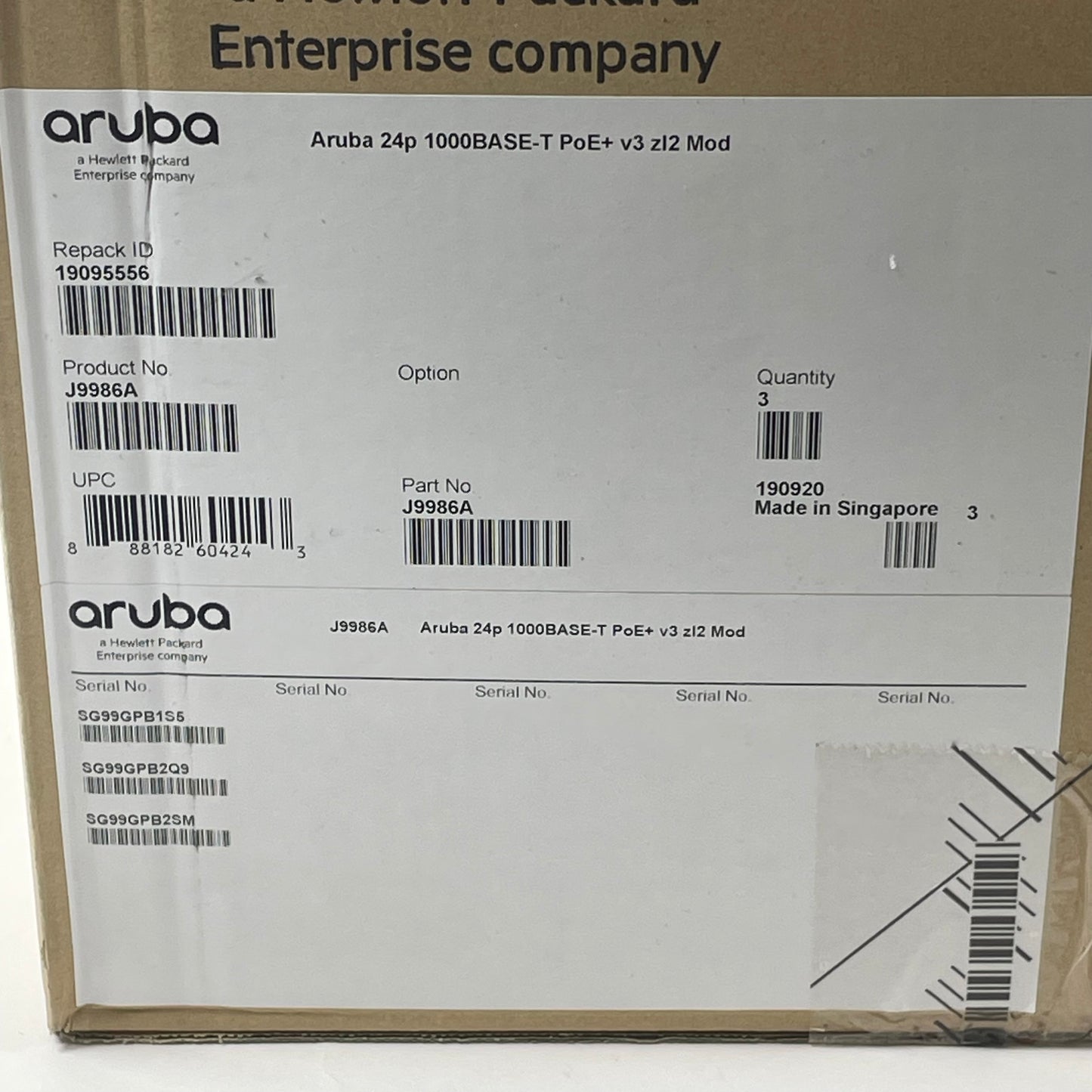 New HPE Aruba 24p 1000BASE-T POE+ v3 zl2 Module J9986A Lot of 3