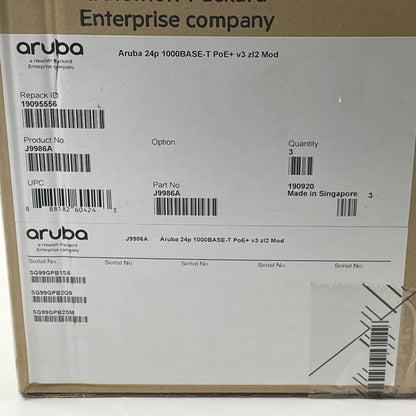 New HPE Aruba 24p 1000BASE-T POE+ v3 zl2 Module J9986A Lot of 3