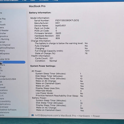 2019 Apple MacBook Pro 16" i9 2.4GHz 64GB RAM 4TB SSD Silver MVVK2LL/A