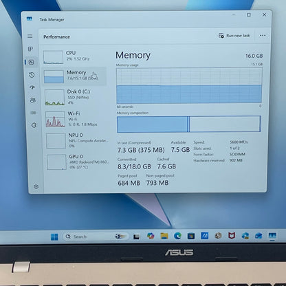 Asus Vivobook 14 M1407KA-PS74 14" Ryzen AI 7 350 2.0GHz 16GB RAM 512GB SSD