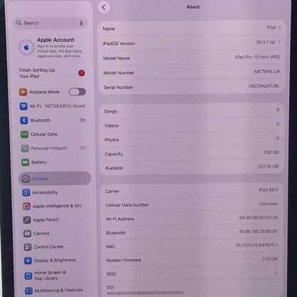 WiFi Only Apple iPad Pro 13" M5 256GB Space Gray ME7W4LL/A