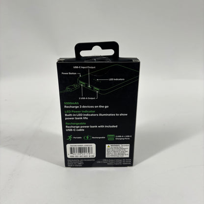 New Jem Accessories Power Bank 5000mah Rechargeable PBB8-2001-WHT 0625 M-288