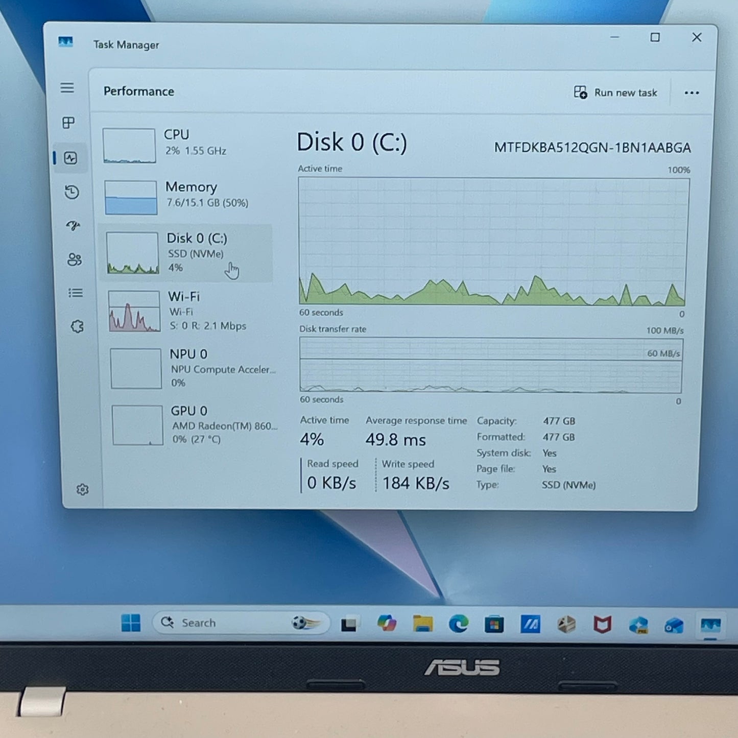 Asus Vivobook 14 M1407KA-PS74 14" Ryzen AI 7 350 2.0GHz 16GB RAM 512GB SSD