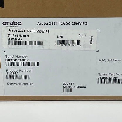 New HPE Aruba X371 12VDC 250W PS Power Supply JL085A
