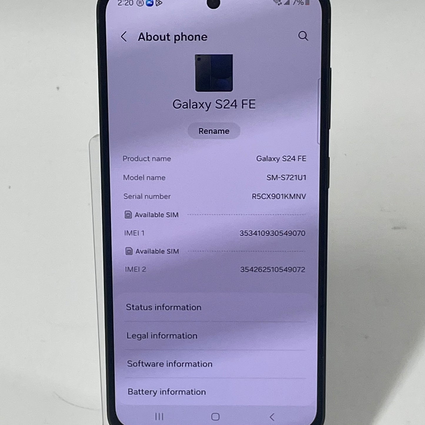 Broken Samsung Galaxy S24 FE 8GB RAM 128GB SM-S721U1 Graphite Parts Only