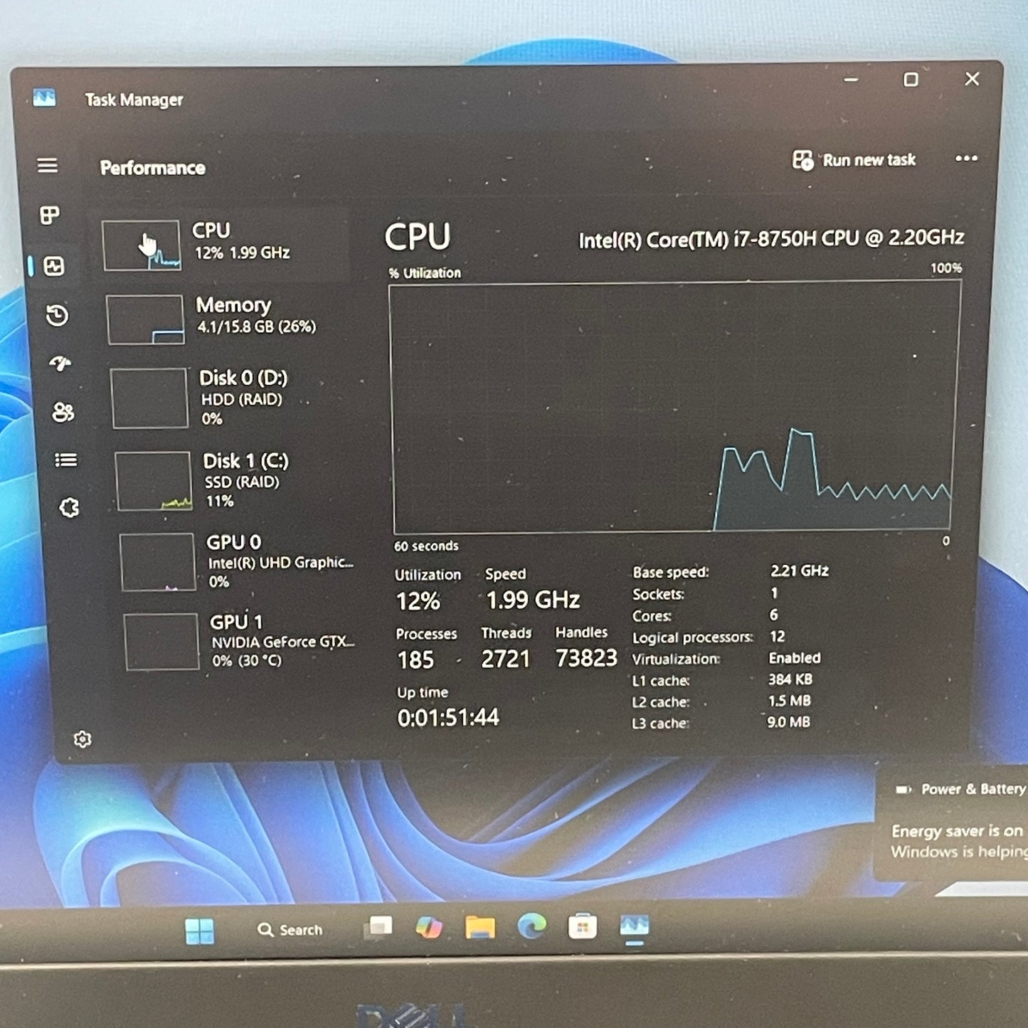 Dell G7 7588 15.6" i7-8750H 2.2GHz 16GB RAM  GeForce GTX 1060 Max-Q