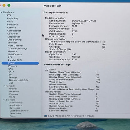 2020 Apple MacBook Air 13.3" M1 7C GPU 3.2GHz 8GB RAM 256GB SSD A2337