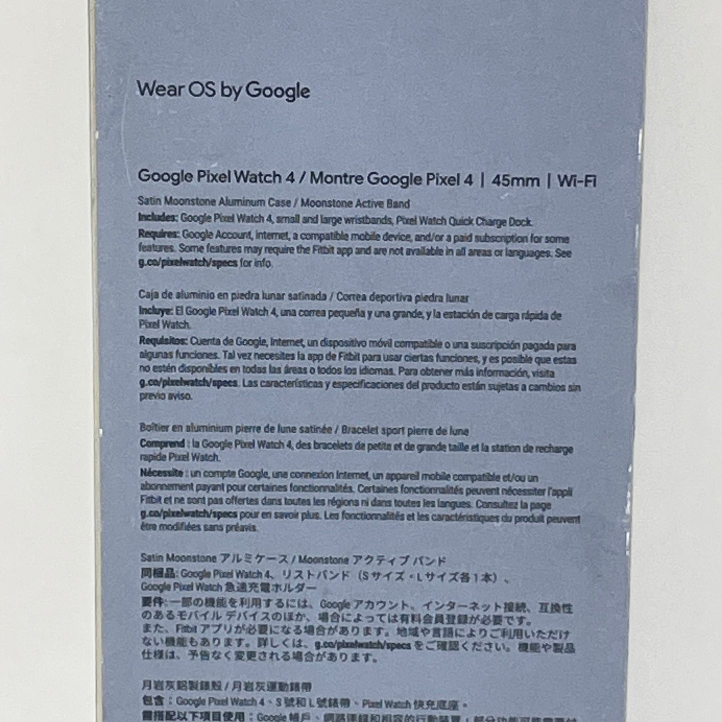 Google Pixel Watch 4 45mm Activity Tracker Moonstone G8AK3