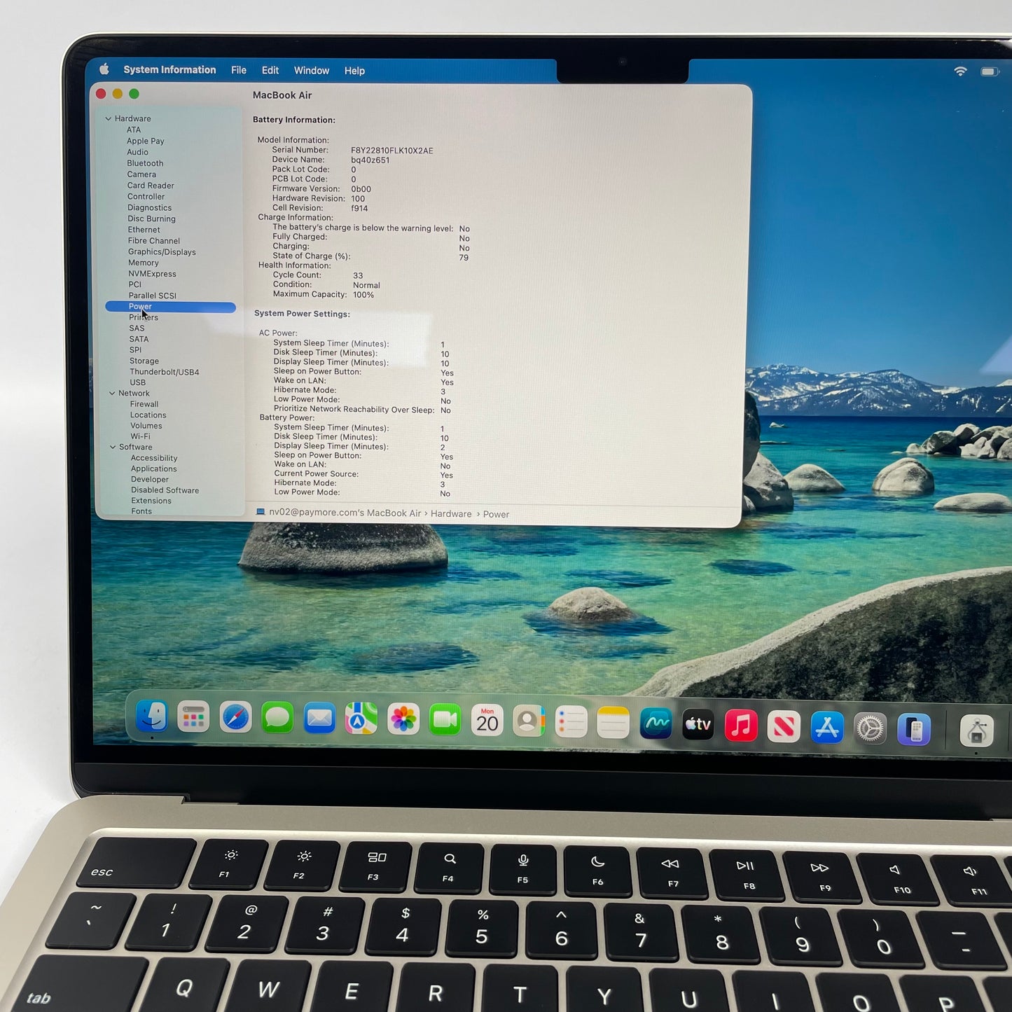 2022 Apple MacBook Air 13.6" M2 8C GPU 3.5GHz 8GB RAM 256GB SSD A2681