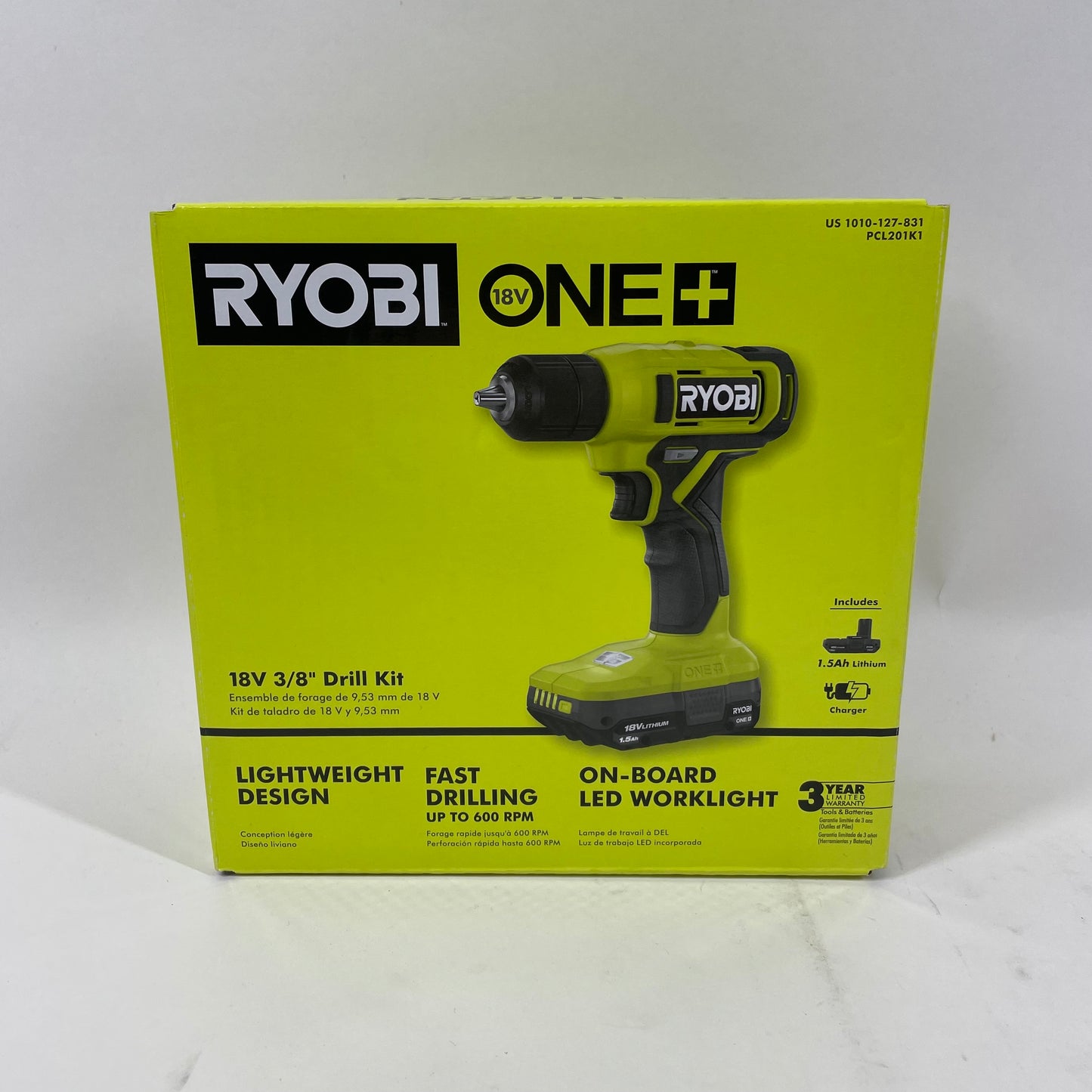 New Ryobi ONE Drill Kit 18v Brushed Motor, Variable-Speed Drill  PCL201K1