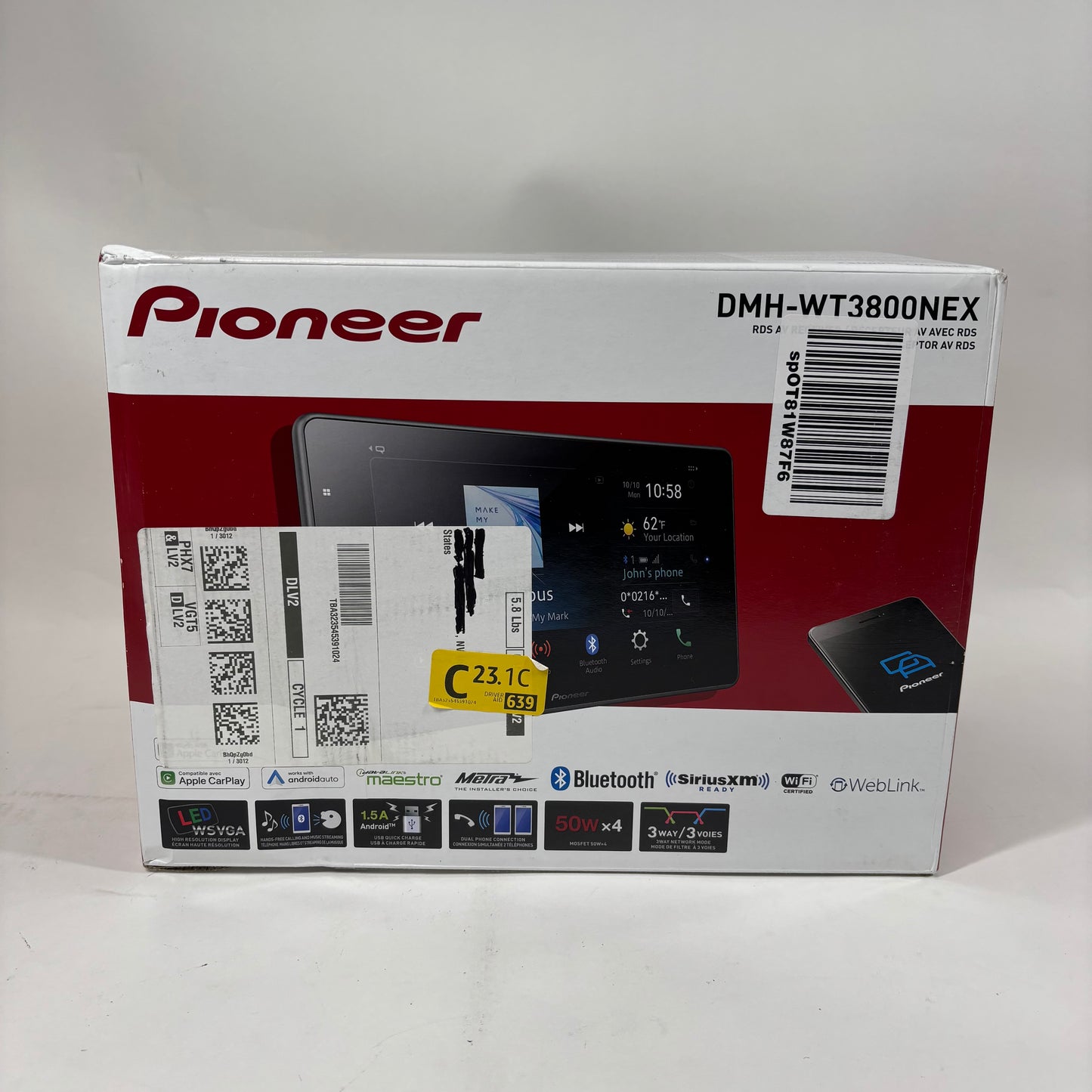 New Pioneer DMH-WT3800NEX Touchscreen Digital Media Receiver for Cars WT3800NEX