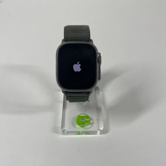 Unlocked Apple Watch Ultra 49MM Natural Titanium Green Trail Loop MQEX3LL/A