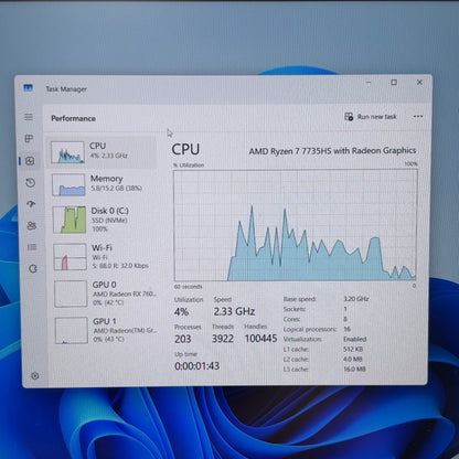 Asus TUF A16 FA617 16" Ryzen 7700 3.2GHz 16GB RAM 512GB SSD Radeon RX 7600S